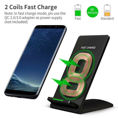 10W Fast Wireless Charger Stand Detachable 2-Coils Charging Pad B42311