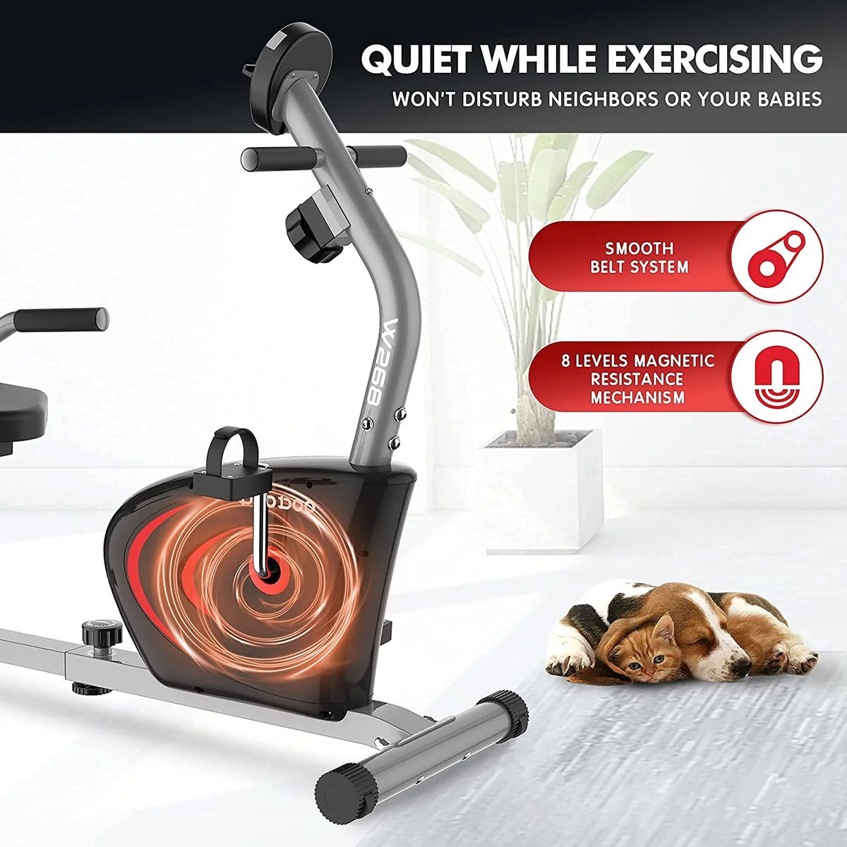 Recumbent Exercise Bike 8 Level Adjustable Magnetic Resistance Y477494