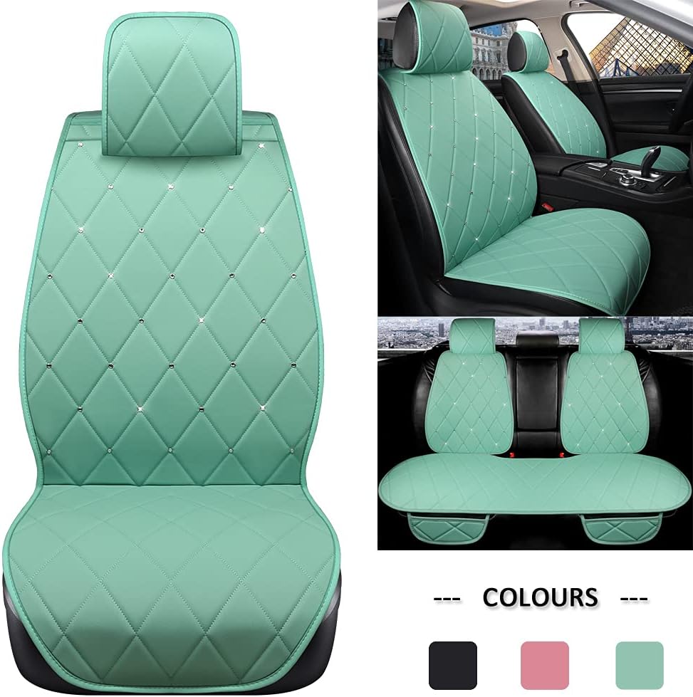 Black Velvet Front Car Seat Cover Protector with Rhinestone D8206