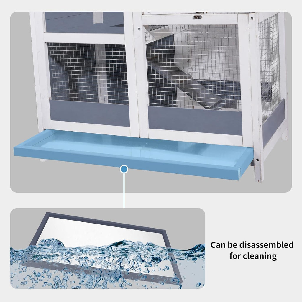 Wooden Guinea Pig Cage with Openable Roofs and Removable Tray O803297