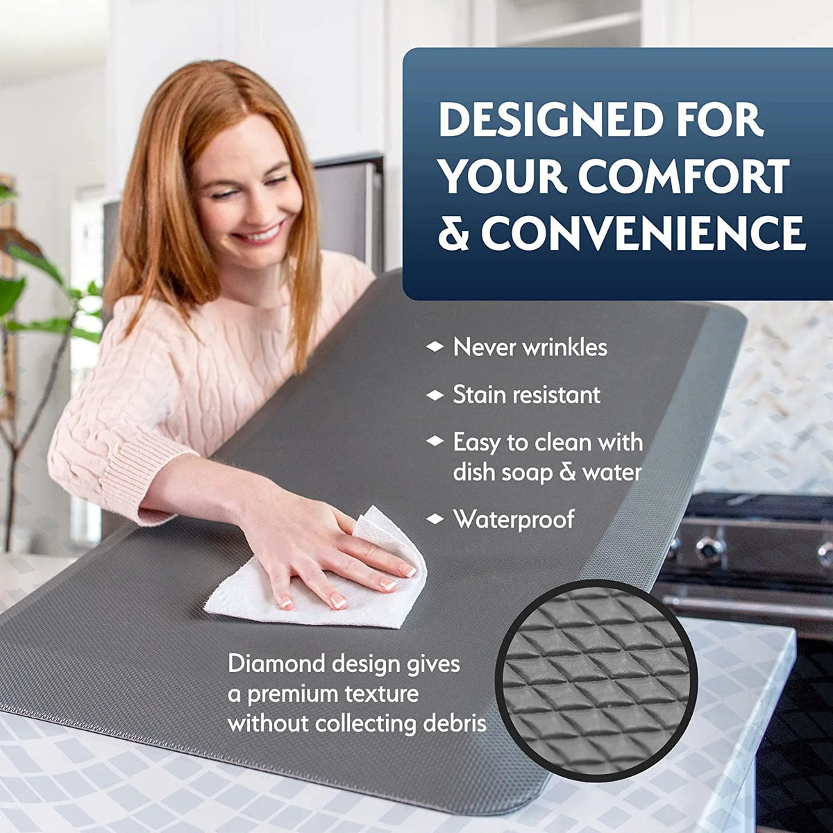 Anti Fatigue Cushioned 3/4 Inch Black Floor Mat R5434