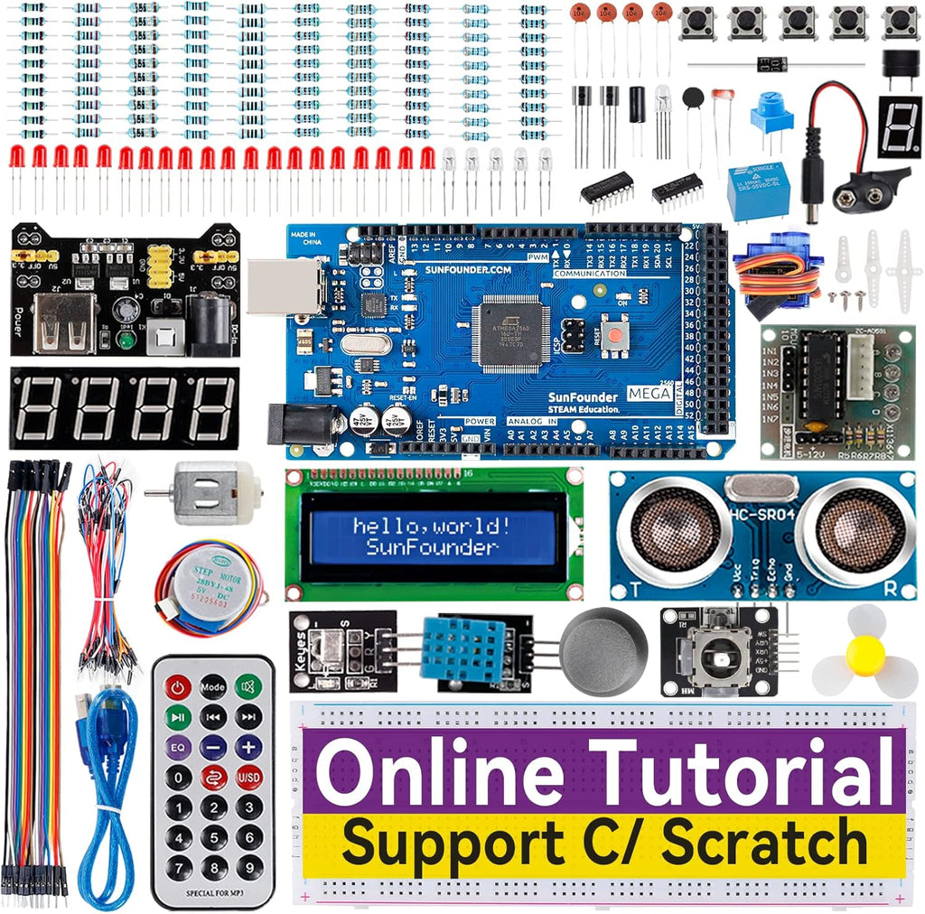 Electronics Starter Kit Compatible with Arduino Mega 2560 R3 Mega328 Nano, Pack of 2 T60319