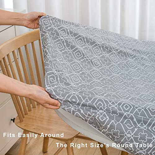 Round Vinyl Fitted Tablecloth with Elastic Edge for 40"-44" Round Table U160055