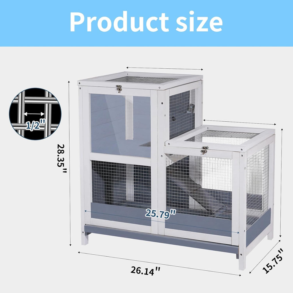 Wooden Guinea Pig Cage with Openable Roofs and Removable Tray O803297