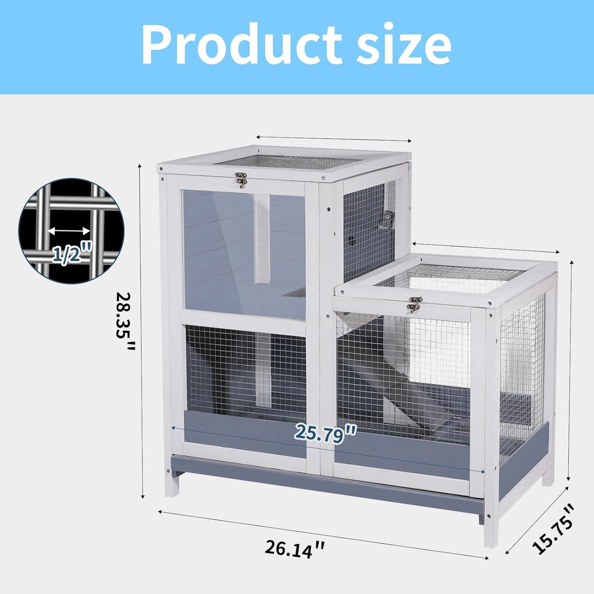 Wooden Guinea Pig Cage with Openable Roofs and Removable Tray O803297