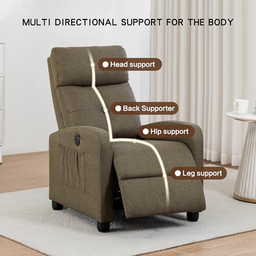 Small Fabric Recliner Chair with Lumbar Support A337873