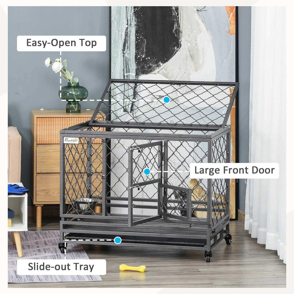 Heavy Duty Dog Crate Metal Kennel and Cage Dog Playpen with Lockable Wheels E328