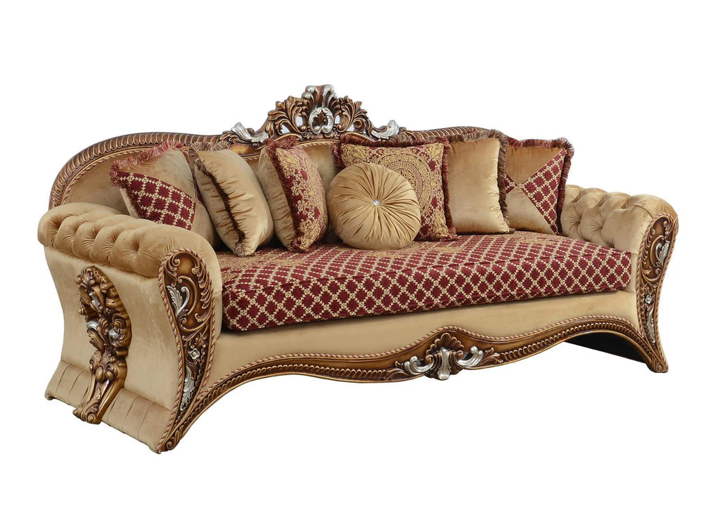 Red & Gold Traditional Sofa M962
