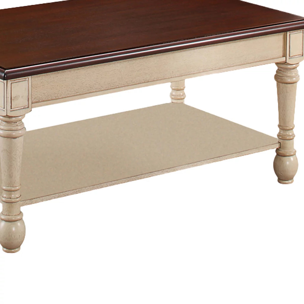 Brown and Antique White Wooden Coffee Table H3279