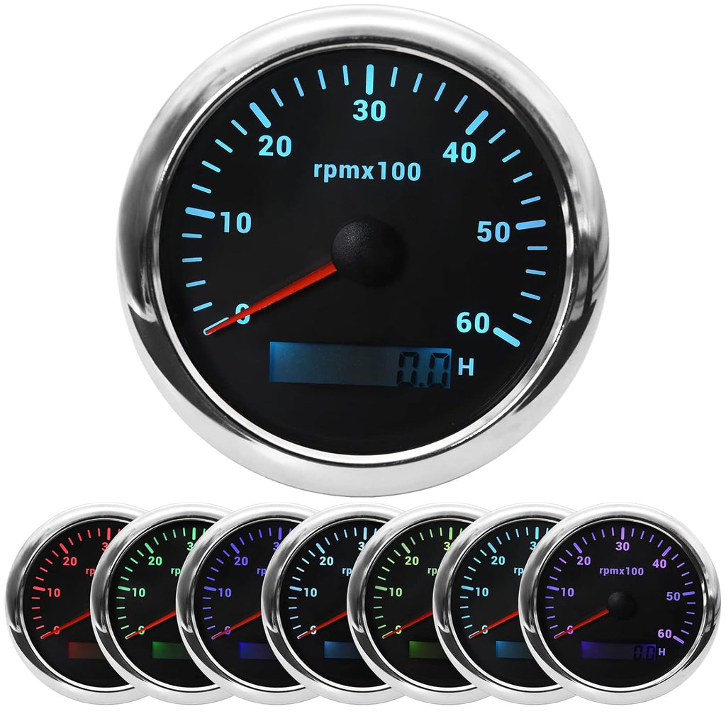 7 Colors 85mm 0-8000 RPM LED Tachometer Gauge Y24233