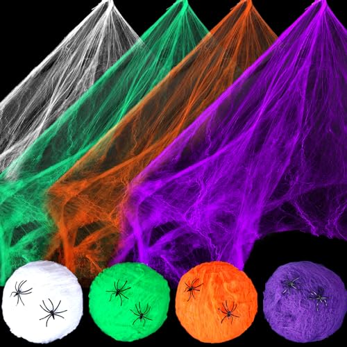 Halloween Spider Webs with 150 Fake Spiders 1400 Sqft Q55118