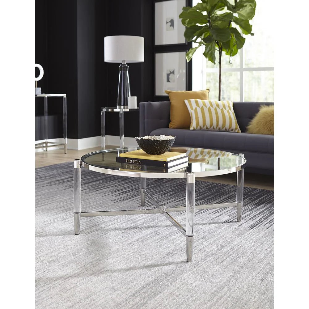 Round Glass Top Coffee Table W77494