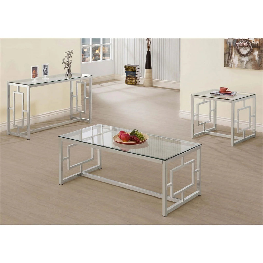 Nickel Rectangle Glass Top Sofa Table Z868759