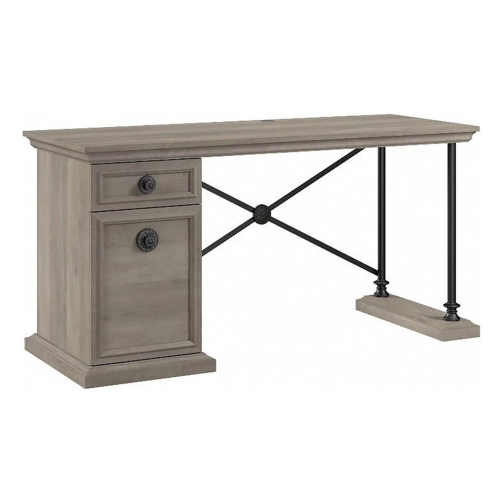 Driftwood Gray Engineered Wood Desk with Storage S692707