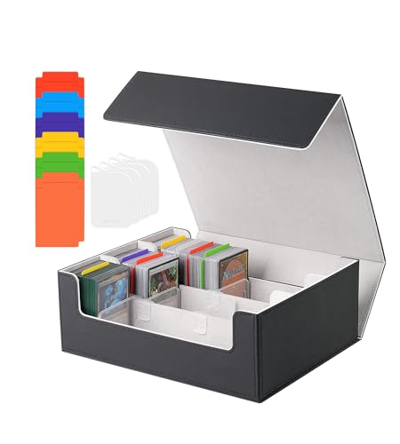 Trading Card Storage Box 2400+ Card Deck Case Black and Gray N694