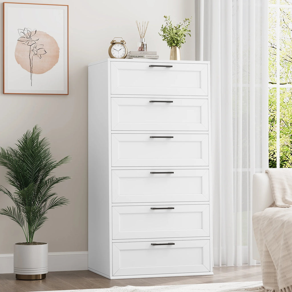 White 6 Drawer Tall Dresser J75440