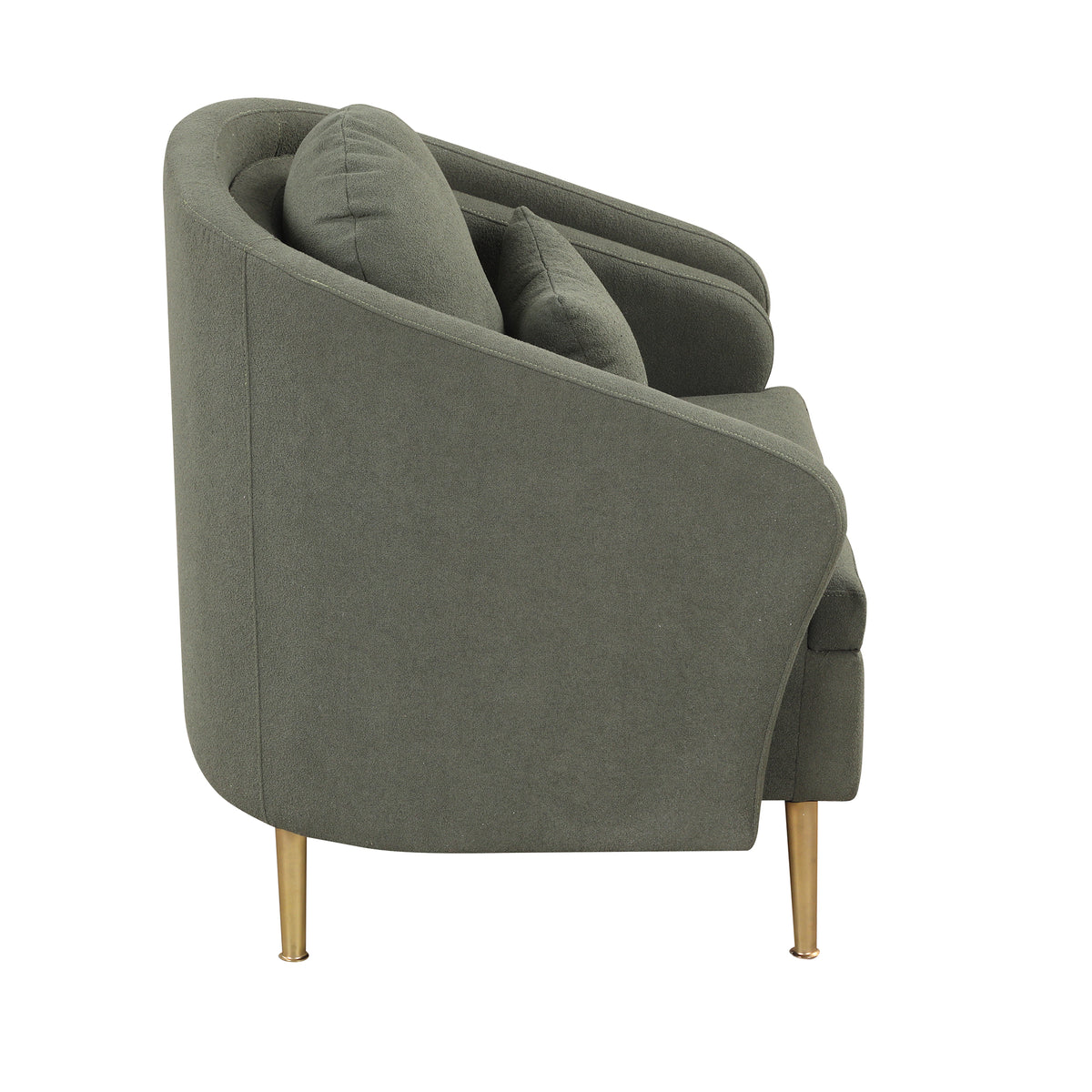 Seaweed Green Upholstered Accent Chair with Lumbar Pillow and Metal Legs K206354