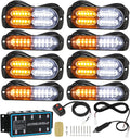 8pcs Amber & White Surface Mount Strobe Light with Strobe Controller and Wiring Harness B5374