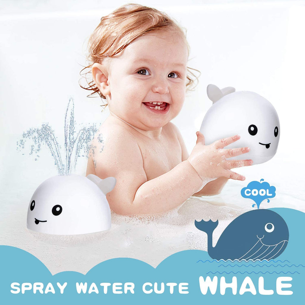 Whale Automatic Spray Water Bath Toy with LED Light or Music W458