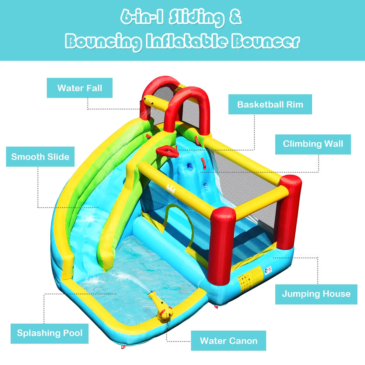 Inflatable Kids Water Slide Bounce House Splash Pool H2002