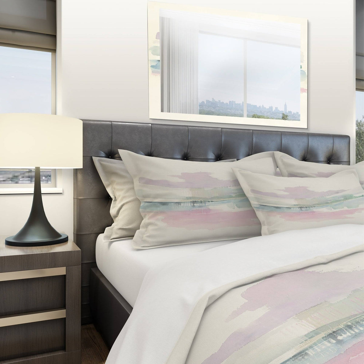 King Geometric Bedding Set with 2 King Shams Q6679