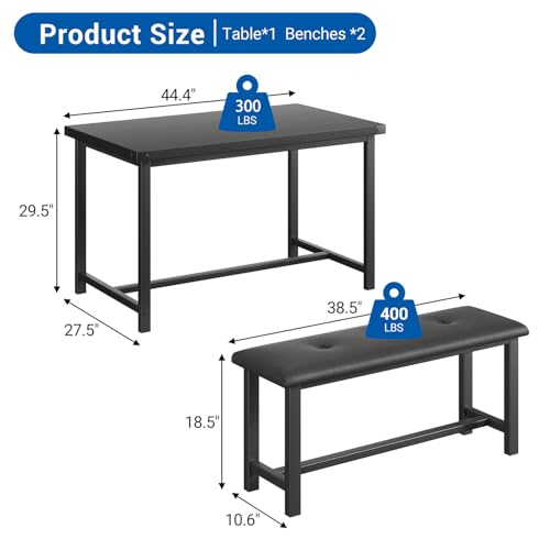 Dining Table Set for 4 with 2 Upholstered Benches R438738