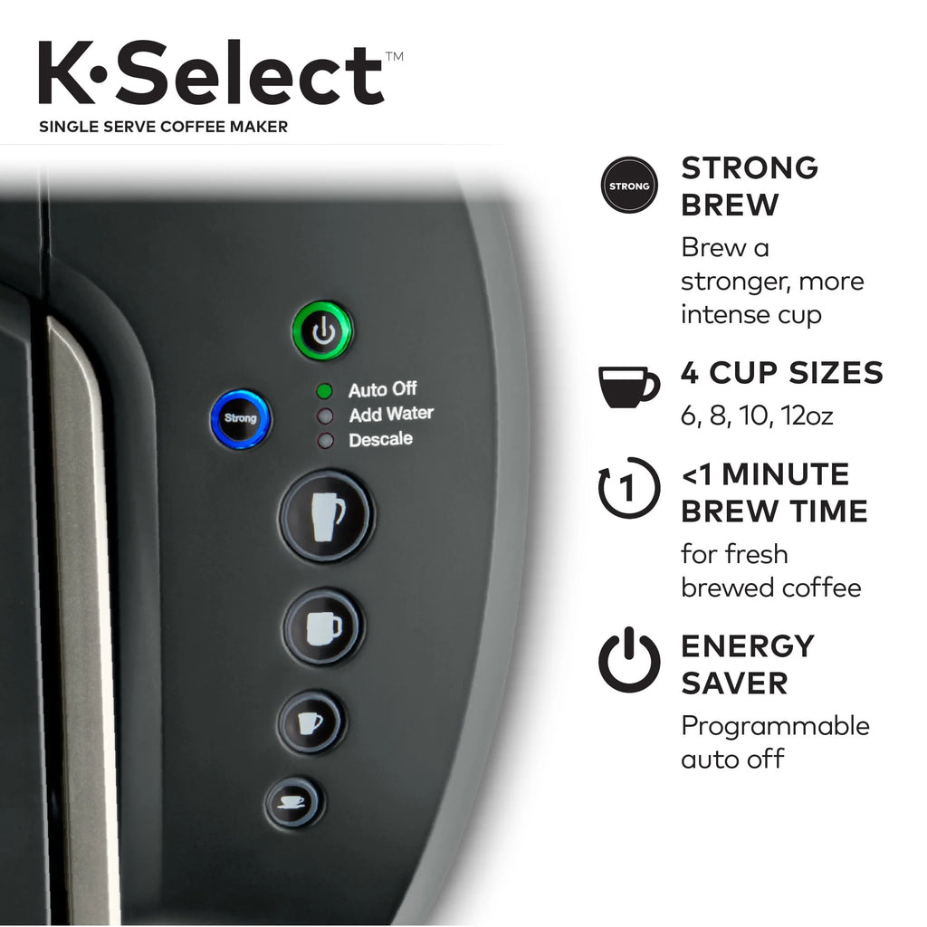 Single-Serve K-Cup Pod Coffee Maker with 12oz Brew Size, Matte Black I161