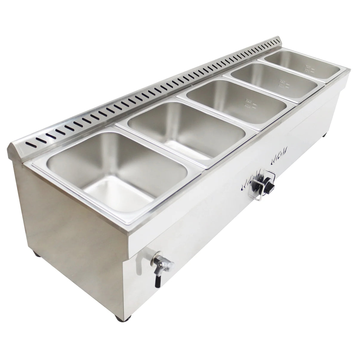 Propane Gas 5 Pan Stainless Steel Food Warmer P72706