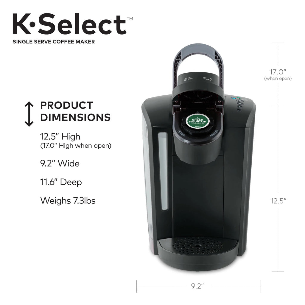 Single-Serve K-Cup Pod Coffee Maker with 12oz Brew Size, Matte Black I161