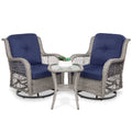 3-Piece Wicker Bistro Set with 2 Cushioned Swivel Rocking Chairs and Side Table B65814