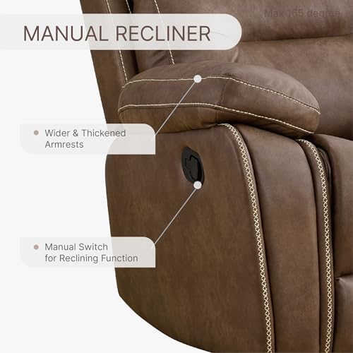 Brown Leather Manual Recliner Sofa P64904