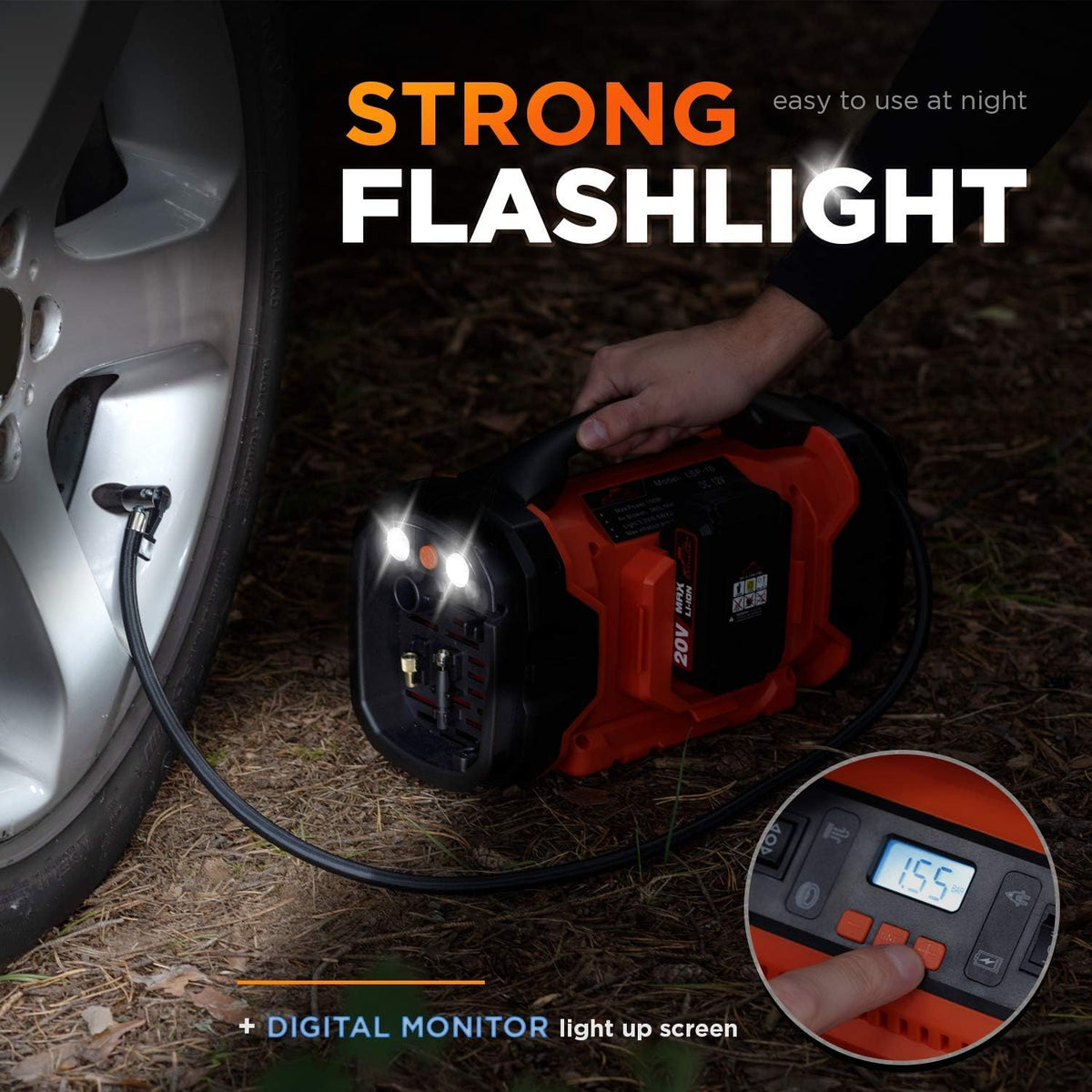 Heavy Duty Portable Tire Inflator with Pressure Gauge F903