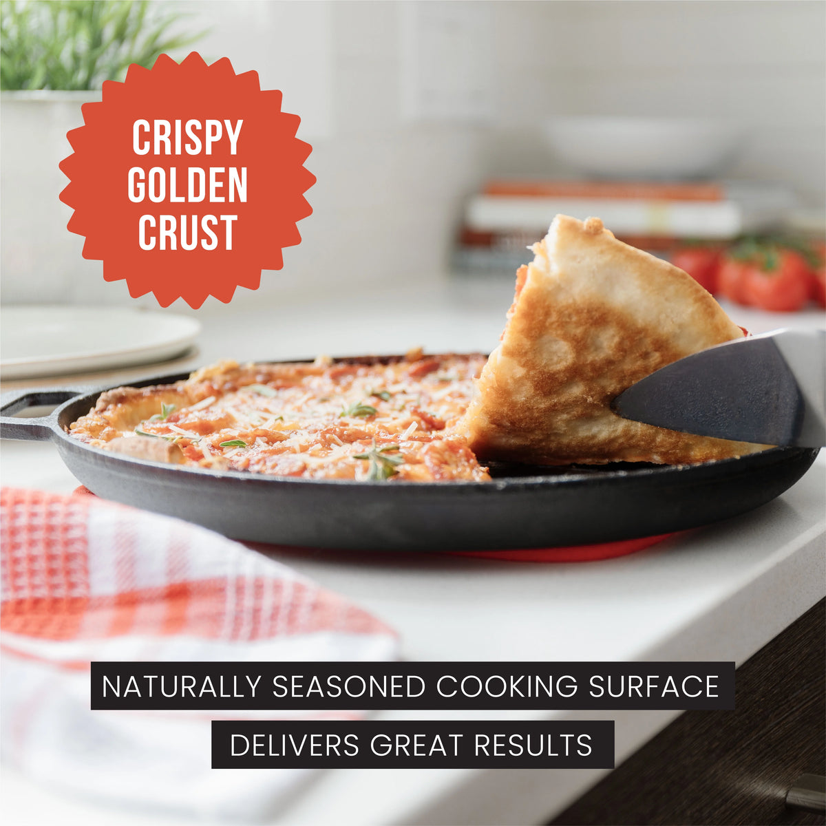 Black 12 in x 14 in x 1 in Cast Iron Baking Pizza Pan N657