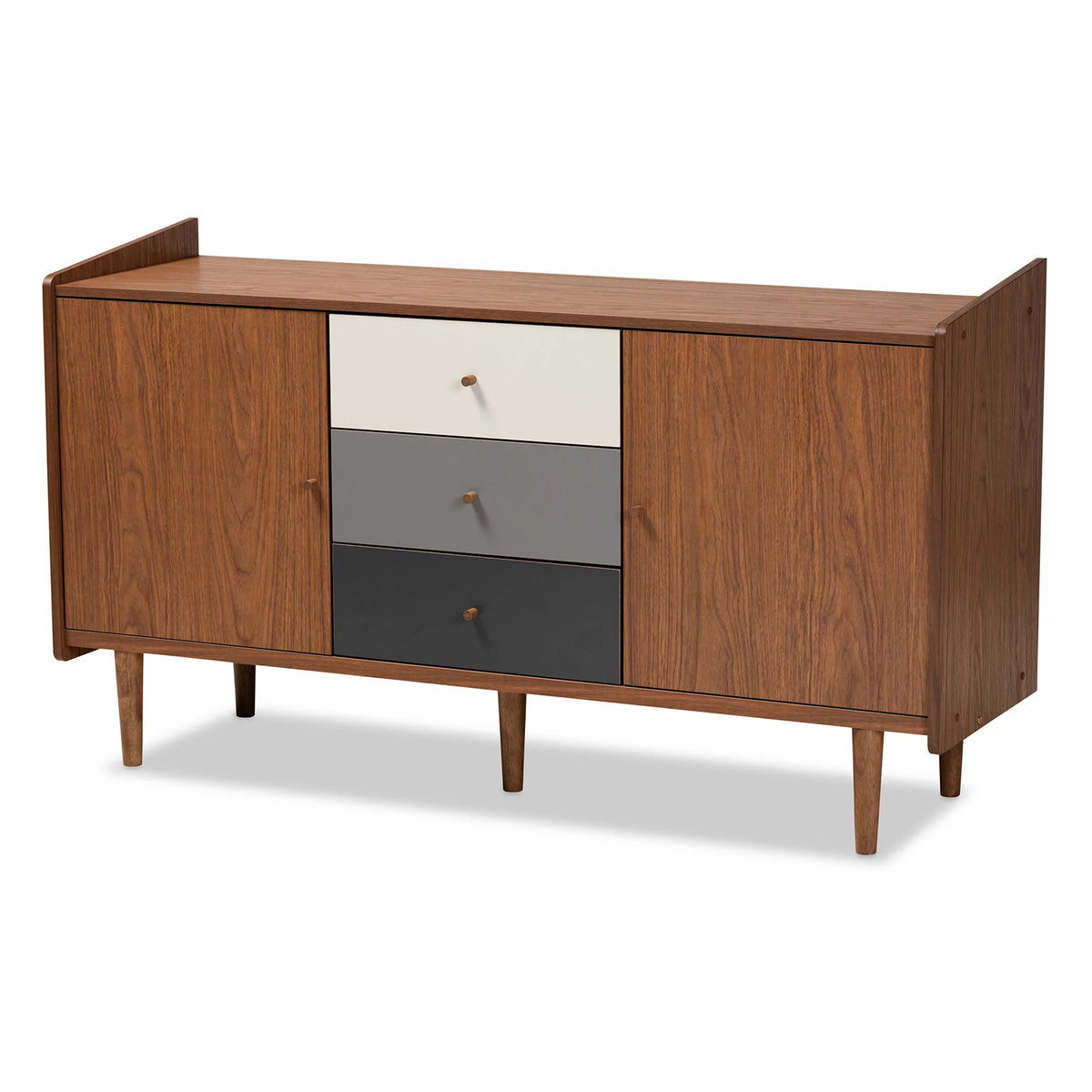 Walnut Brown and Grey Gradient Wood 2-Door Sideboard Buffet P941752