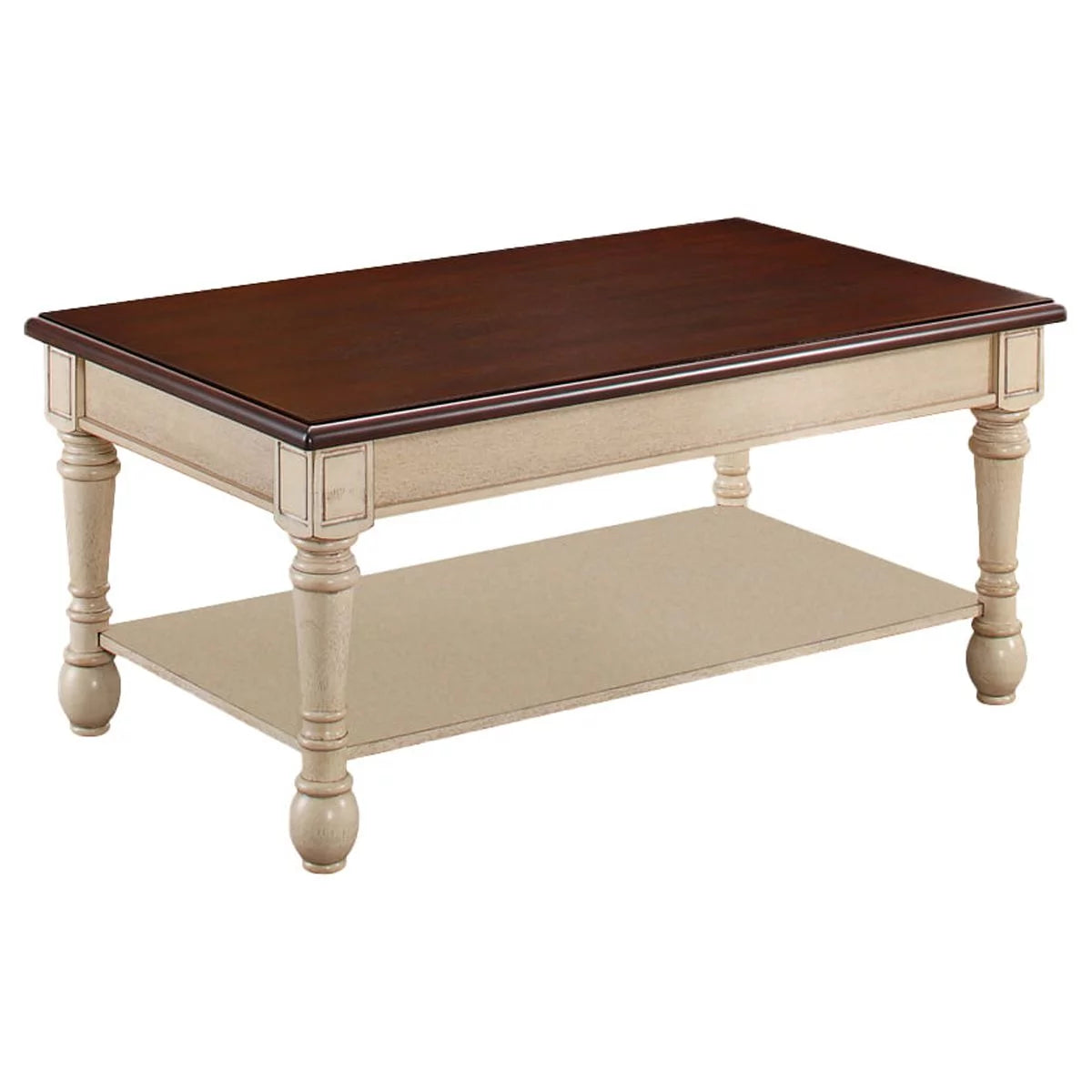 Brown and Antique White Wooden Coffee Table H3279