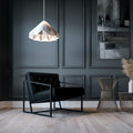 Black Faux Leather Lounge Chair with Dark Gray Metal Frame Z234