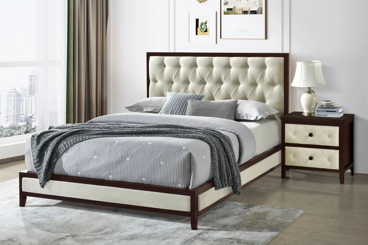 Queen Size Button Tufted Wooden Bed R107419