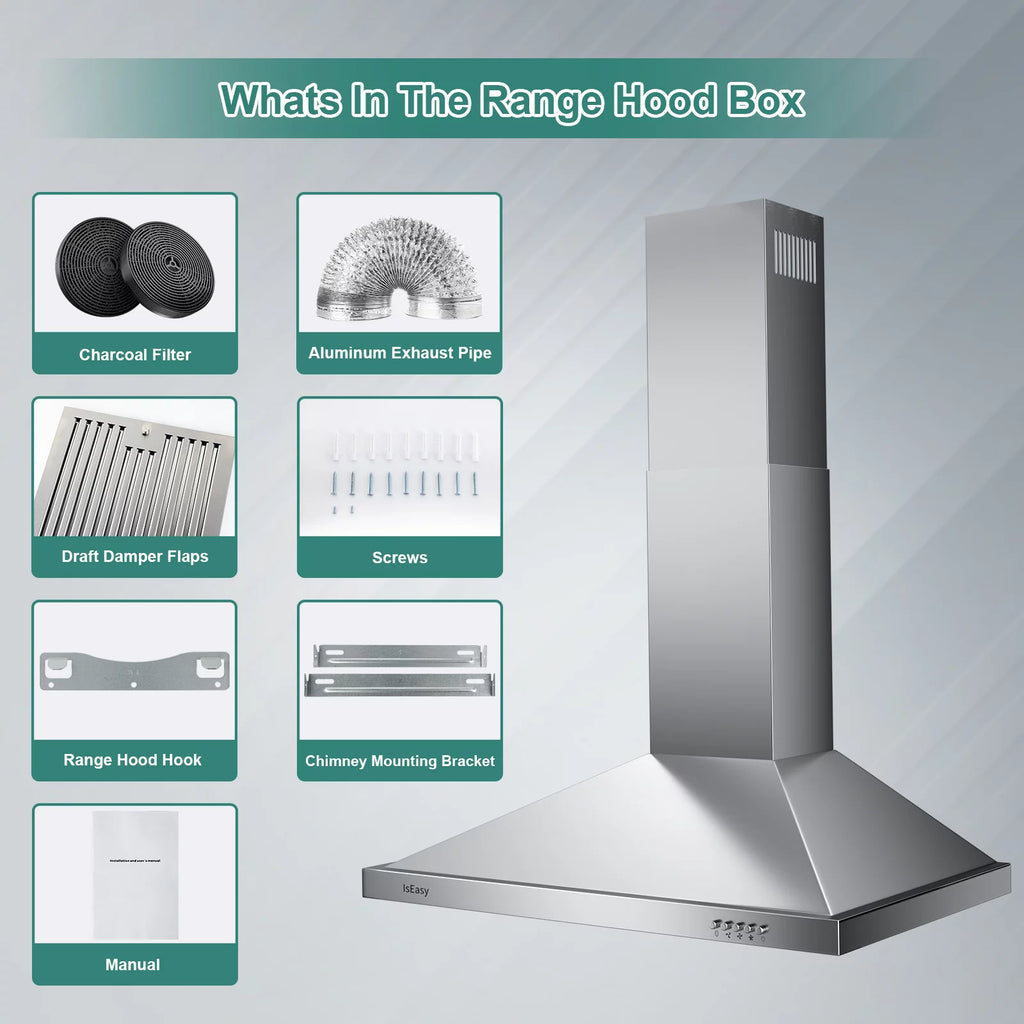 30 inch 500 CFM Stainless Steel Wall Mount Range Hood U506488