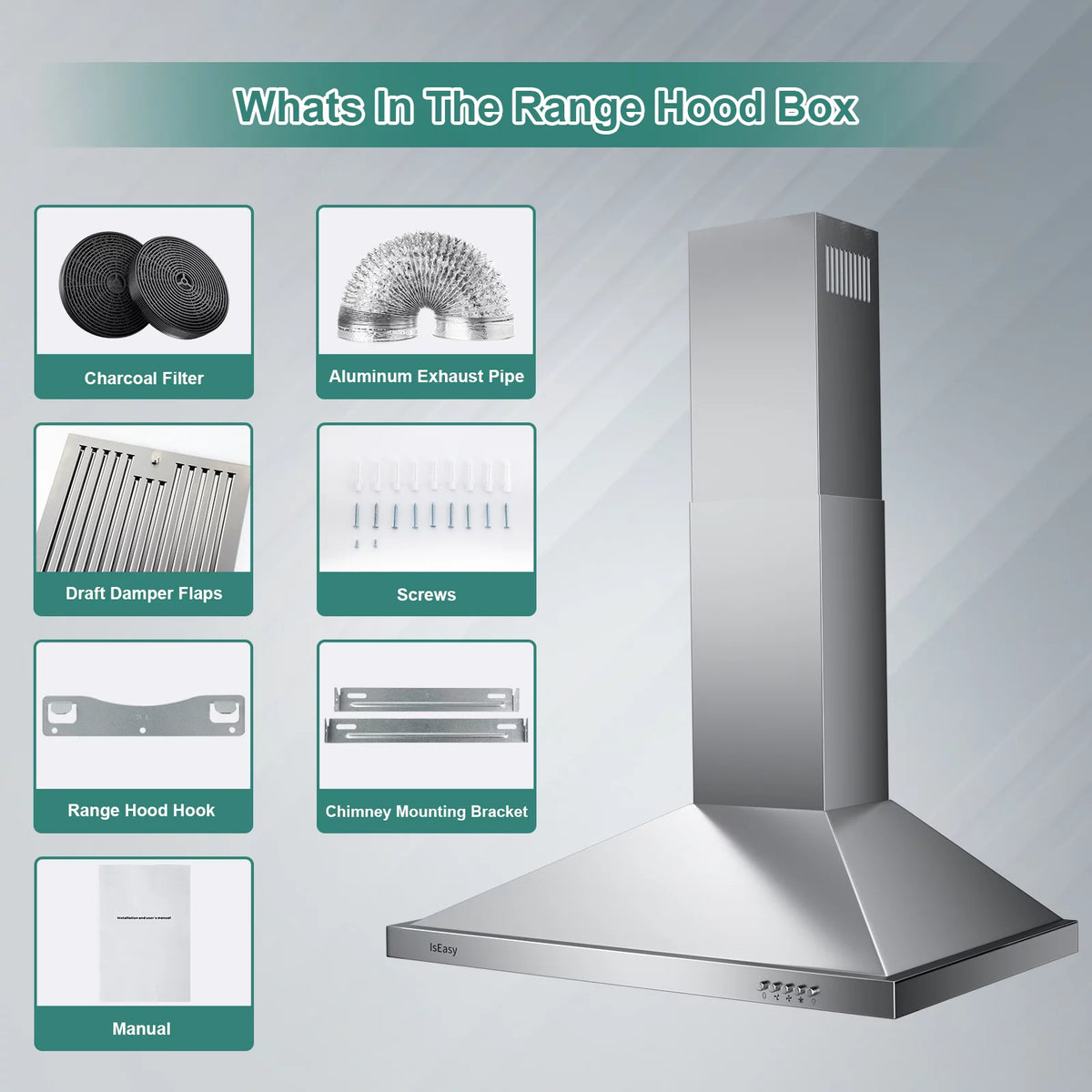 30 inch 500 CFM Stainless Steel Wall Mount Range Hood U506488
