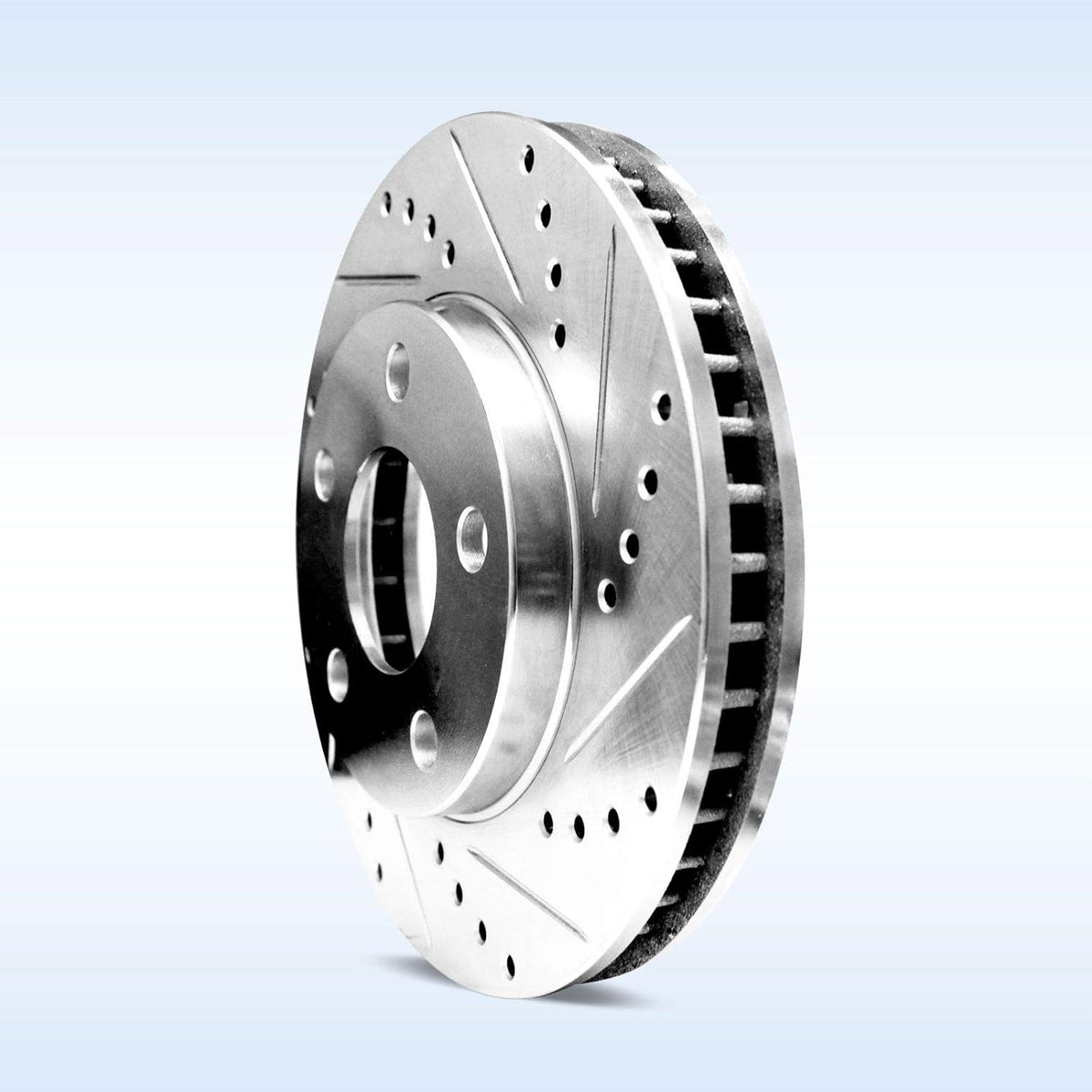 Silver Drilled Slotted Brake Rotors and Semi Metallic Brake Pads G609021