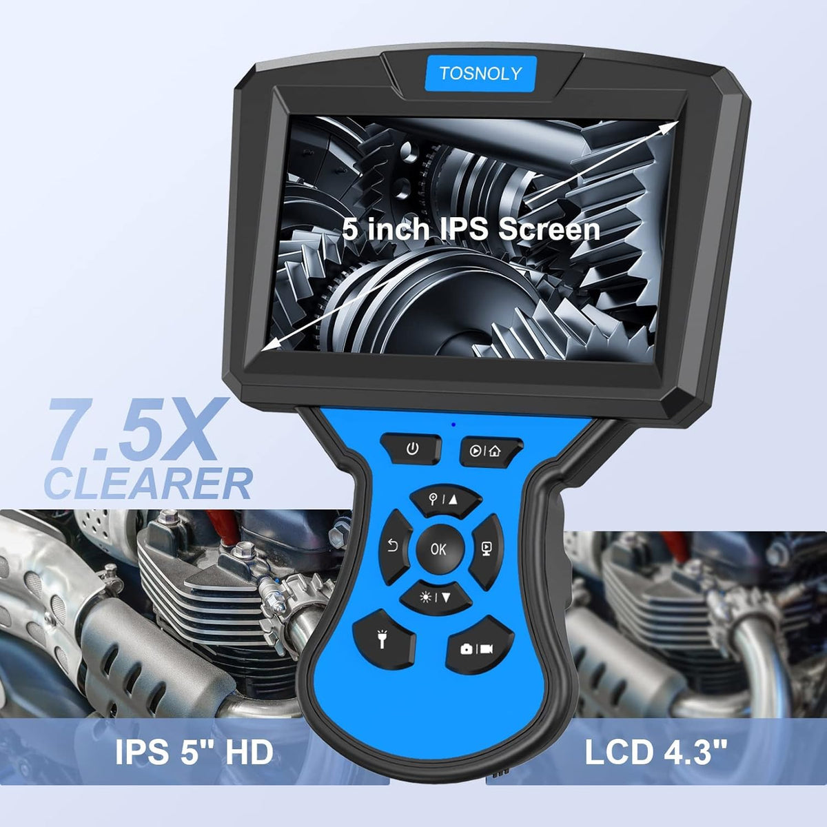 5mm Dual Lens Borescope Inspection Camera with 5 inches Monitor N220984