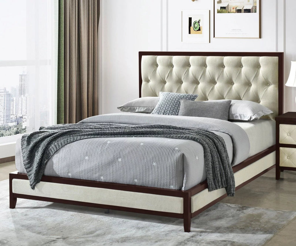 Queen Size Button Tufted Wooden Bed R107419