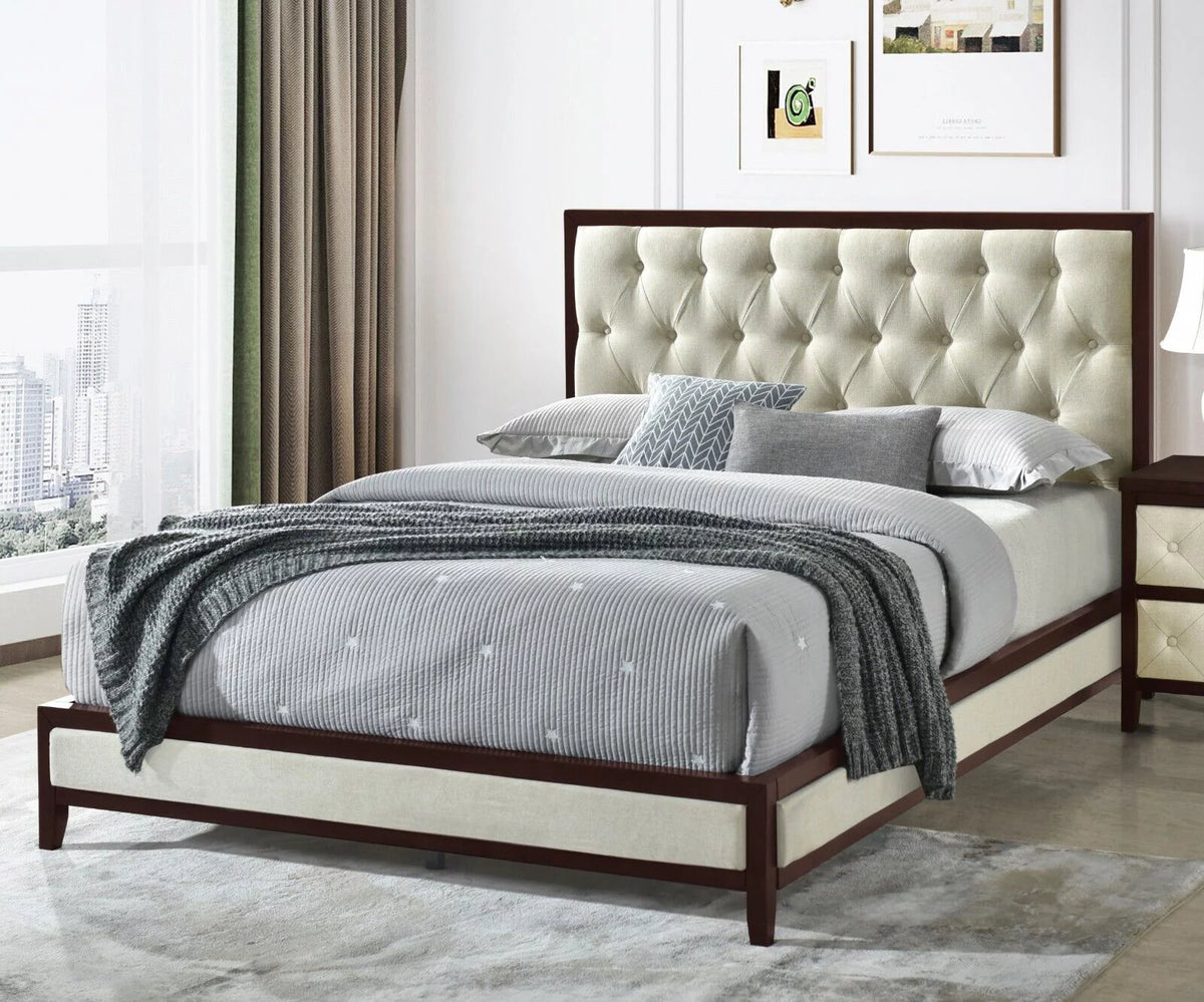 Queen Size Button Tufted Wooden Bed R107419
