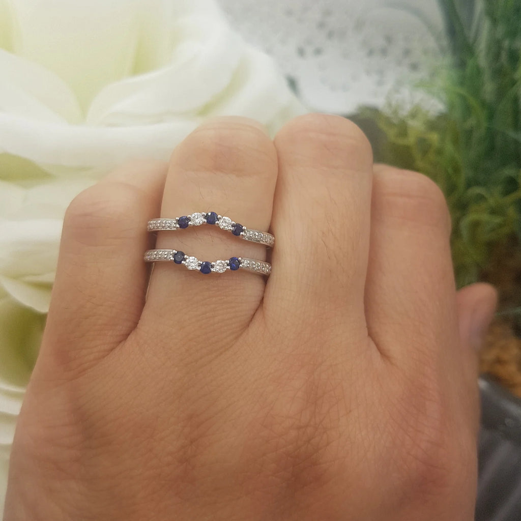 18K White Gold Sapphire Diamond Ring T8919