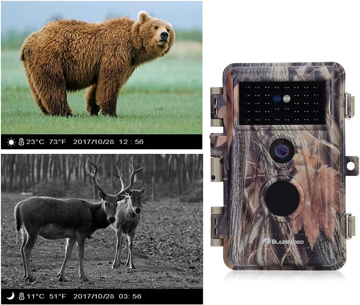 2-Pack 24MP Full HD 1296P Night Vision Motion Activated Waterproof Deer Cameras Q61496