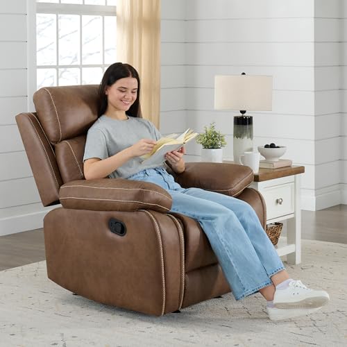 Brown Leather Manual Recliner Sofa P64904