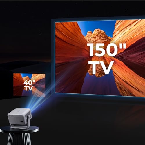 Smart Projector with WiFi and Bluetooth, 600 ANSI Native 1080P, 360° Rotation 4K Support F674