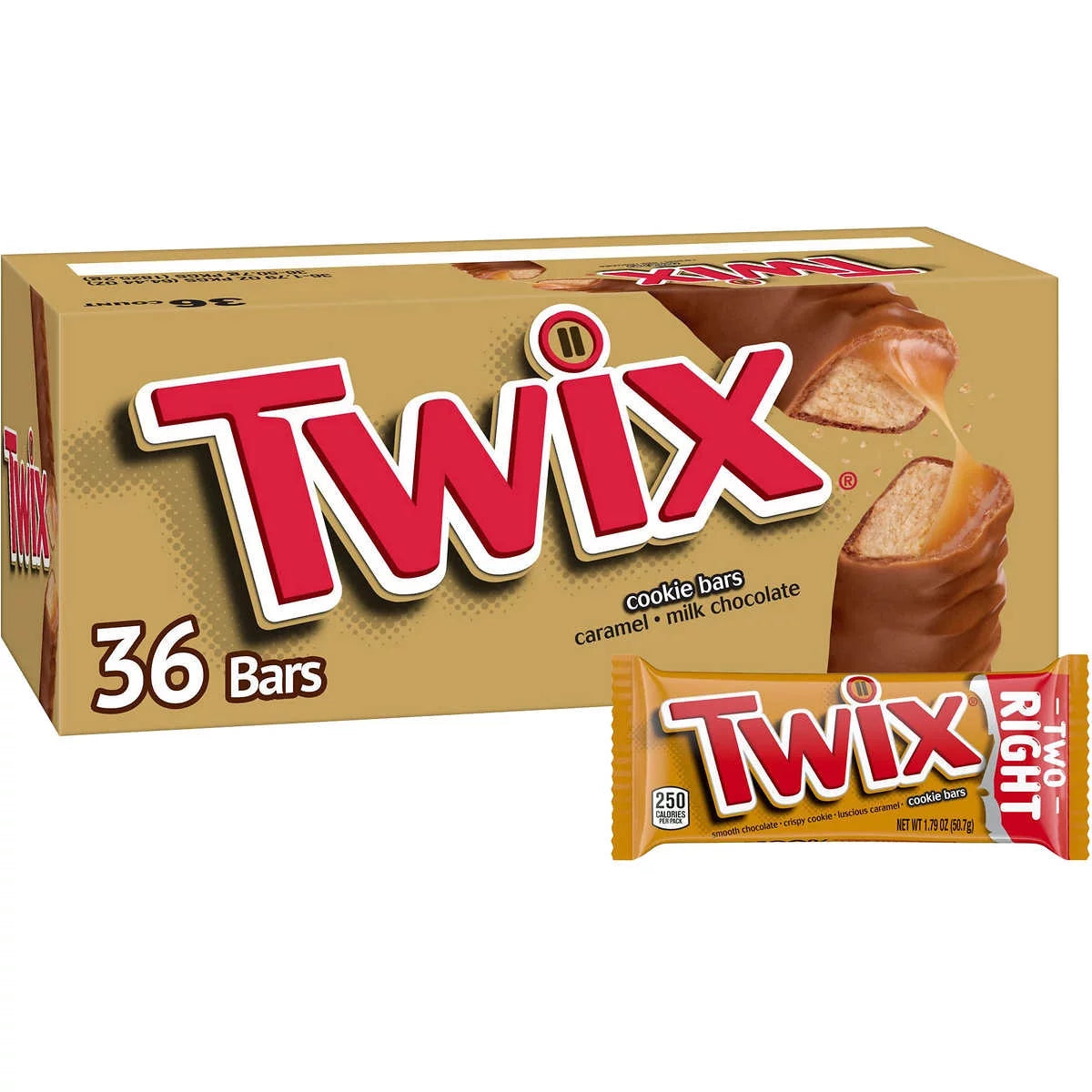 36 ct 1.79 oz Caramel Cookie Chocolate Candy Bar V95901