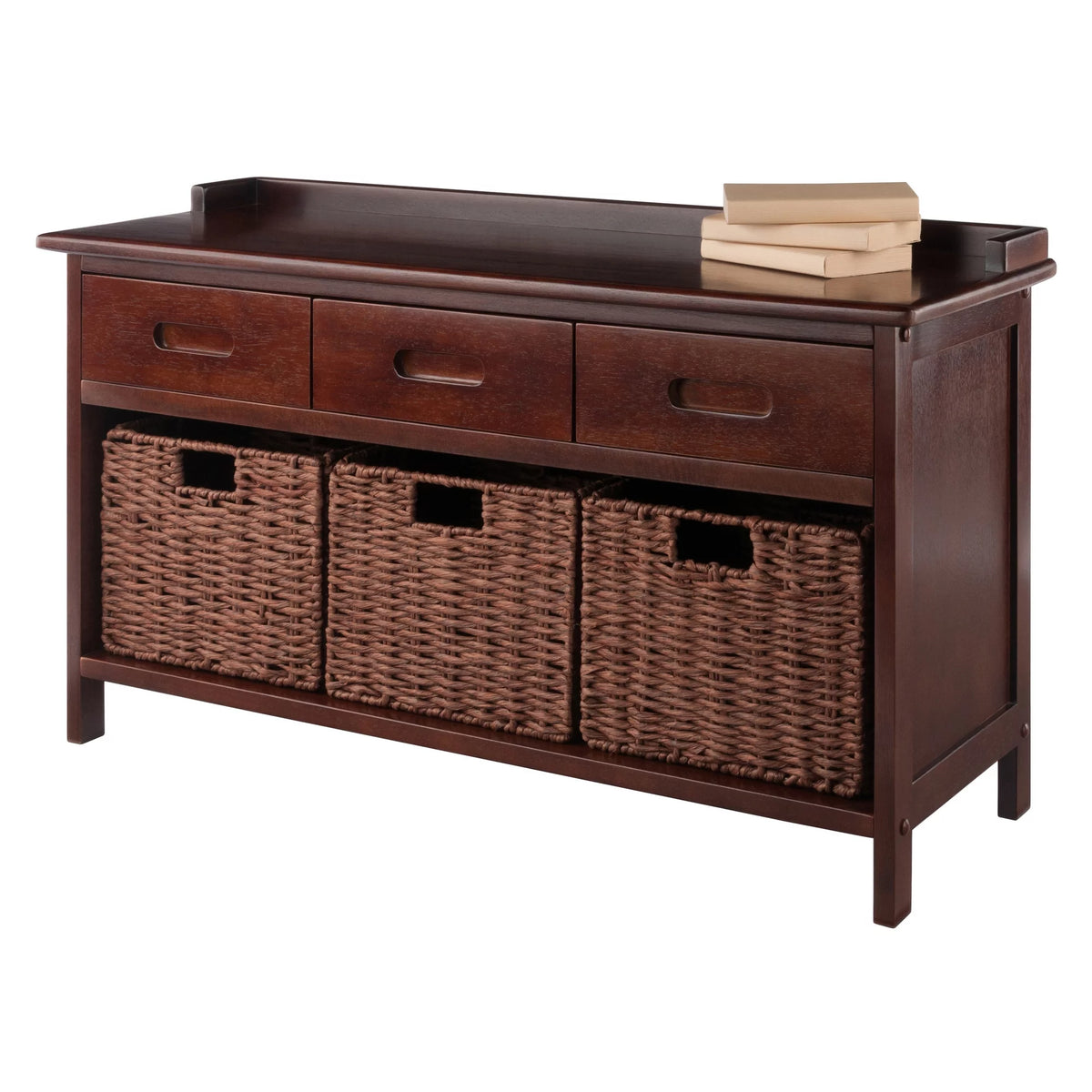 4-Pc Storage Bench with 3 Foldable Woven Baskets V484
