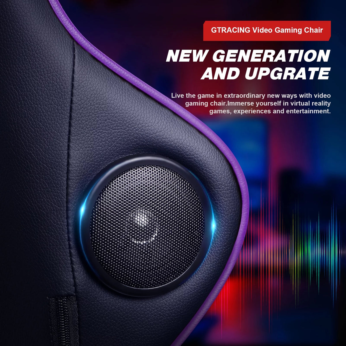 Purple Gaming Chair with Speakers and Footrest H55567